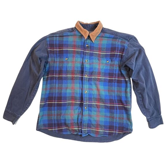 Vintage 955 Originals Button Up Shirt Mens Large Casual Comfy Flannel Denim Top - Picture 7 of 13